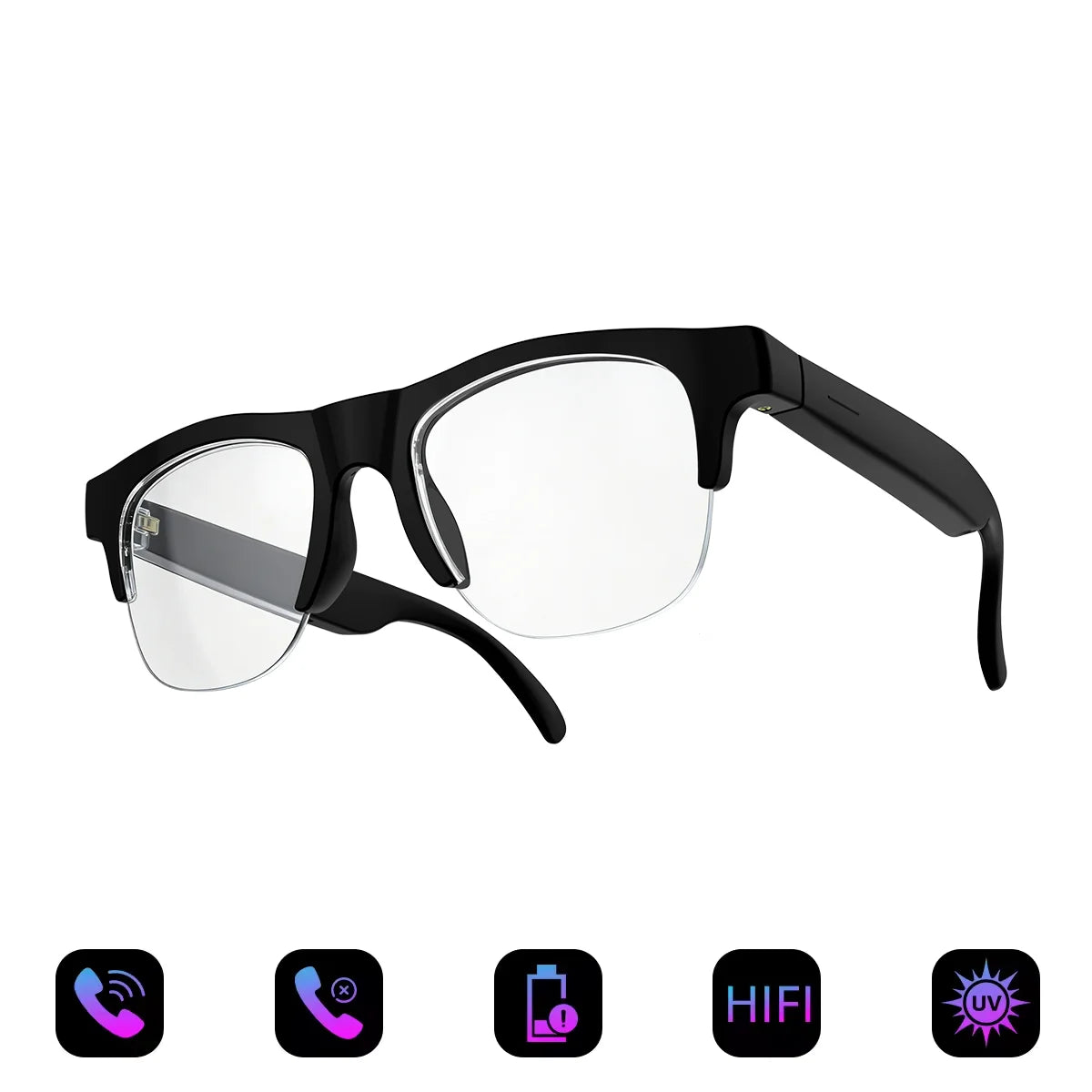 2026 New Smart Glasses Bluetooth 5.3 Music Control Wireless Call Answer Anti UV Sunglasses Camping Cycling For Men Women