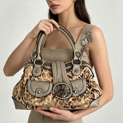 Fashionable Retro Large Capacity Crossbody Bags for Woman Shoulder Bag Leopard Print Purse and Handbag Designer Bag Bolsos Mujer