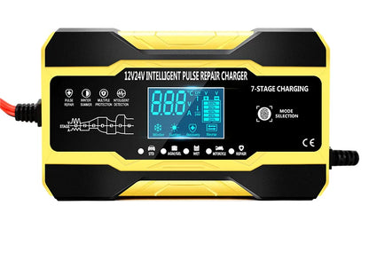 12V 24V Car Battery Charger 10A Smart 7-Stage Pulse Repair Fast Charger, AGM GEL WET Lead Acid Battery Maintainer