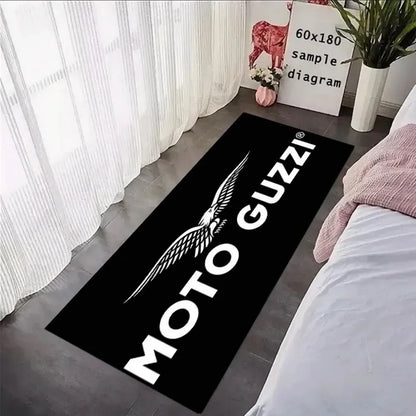 Moto Guzzi Crystal Velvet Motorcycle Mat, Anti-Slip Garage Floor Mat for Motorbike Parking, Retro Italian Style, Home Garage Dec