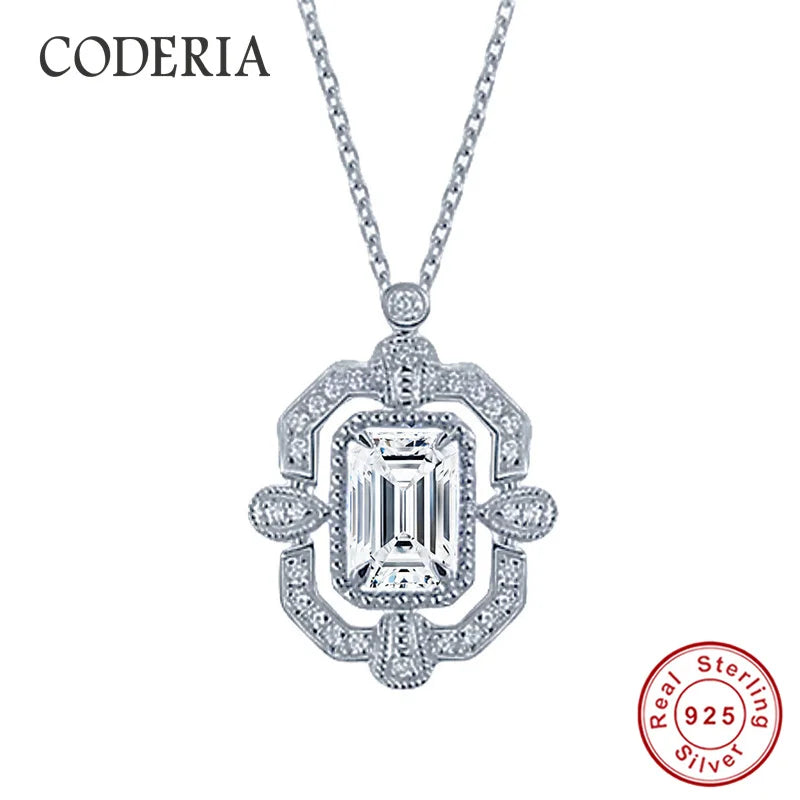 100% 925 Sterling Silver Moissanite Necklace Pass Diamond Test D Color 1CT Emerald Cut Women Pendant Best Selling Jewelry