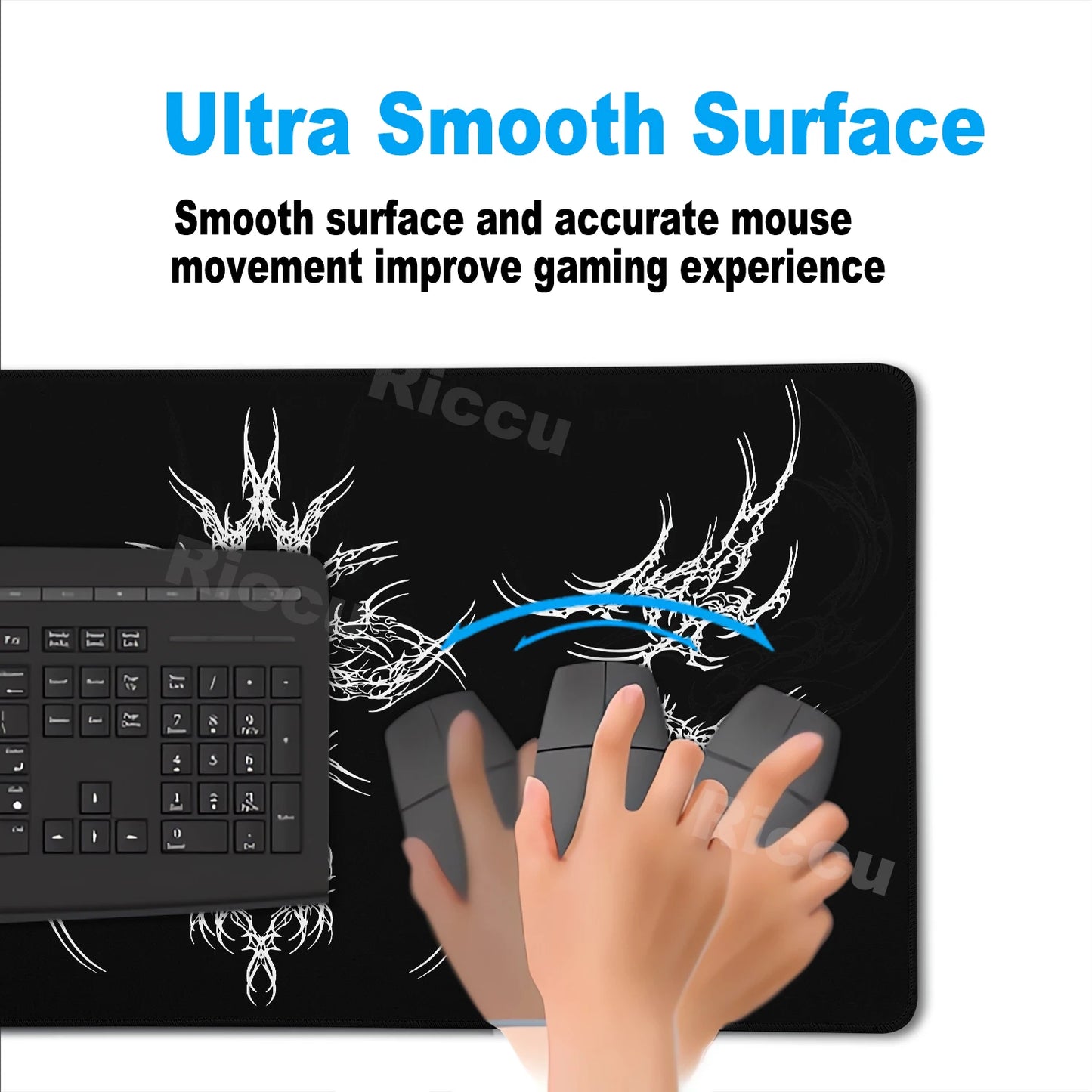 Black White Cybersigilism Deskmat Gothic Sword Art Mousepad Office Rubber Mouse Pad XXL PC Desk Accessories Gaming Keyboard Mats