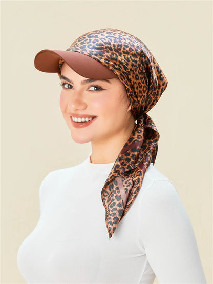 2026 New Floral Print Women Hijabs Scarf Hat Soft Satin Kerchief Hairband Neckerchief Head Hijab Lady Headband Headwear
