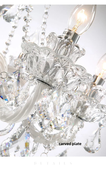 French Lustre Crystal E14 Chandelier Living Room Decor White Glass Pendant Lights Led Ceiling Chandelier For Bedroom Led Lampara
