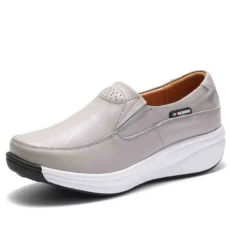 Women Flats Platform Loafers Ladies Elegant Genuine Leather Moccasins Shoes Woman Spring Round Toe Slip On Casual Women's Shoes