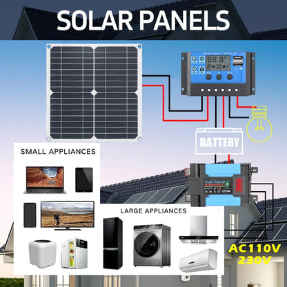 Complete Off-Grid 6000W Solar Power Kit+200W Foldable Solar Panel - Portable Power Station for Home Backup, RV Camping Car