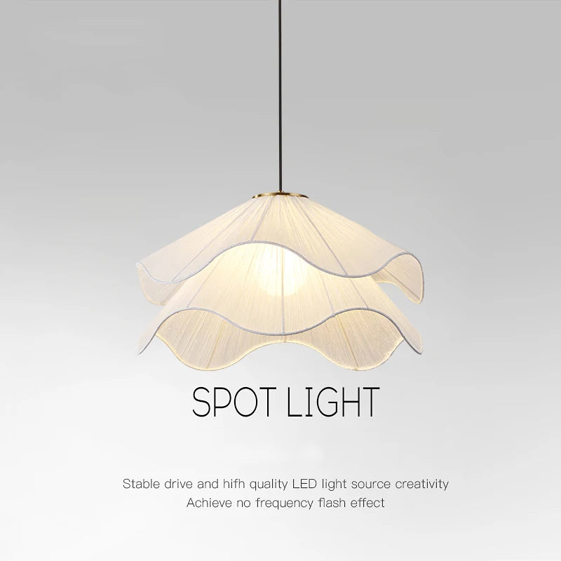 Nordic Minimalist Wabi Sabi Creamy Wind Fabric Chandelier Living Dining Room Bedroom Pendant Lights Home Hanging Lamp Fixture