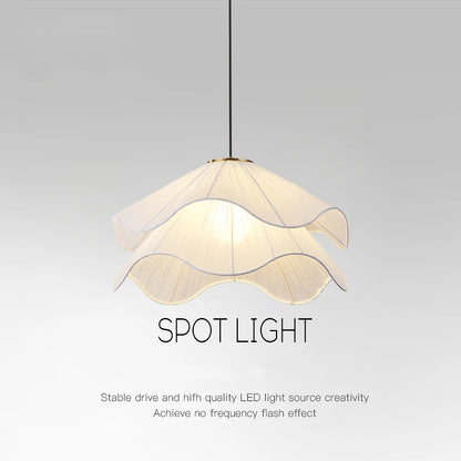 Nordic Minimalist Wabi Sabi Creamy Wind Fabric Chandelier Living Dining Room Bedroom Pendant Lights Home Hanging Lamp Fixture
