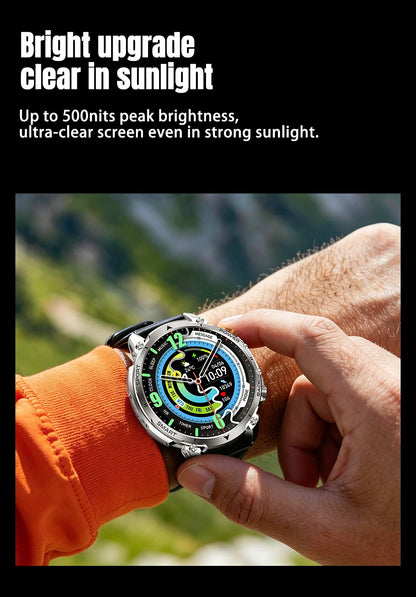 New Military Men's Outdoor Sport Smart Watch 1400mAh Battery BT Call Flashlight IP68 Waterproof 1.7' HD Large Screen Men Watch