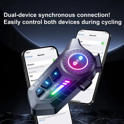 X3 Pro Motorcycle Helmet Bluetooth Headset 2-Riders Intercom 1000M BT6.0 IPX6 Waterproof Voice Assistant NoiseReduction FM Radio