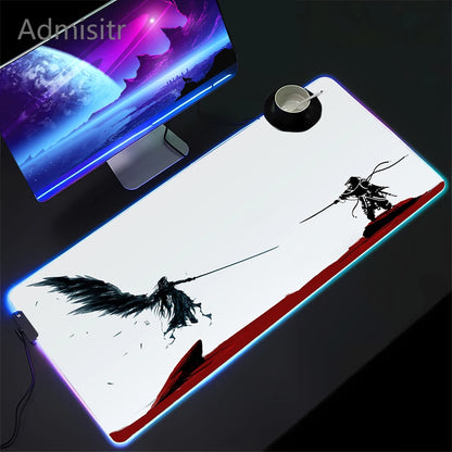 RGB Gaming Mousepad Space Mouse Mats LED Large Gamer Mousepads Keyboard Pads Luminous Desk Mat Final Fantasy Mouse Pad Backlit