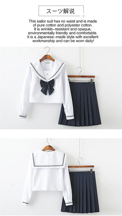 JK Uniform Full Set Basic Spring Shore Gold Two Long-sleeved Japanese Soft Girl Student College Style Sailor Suit