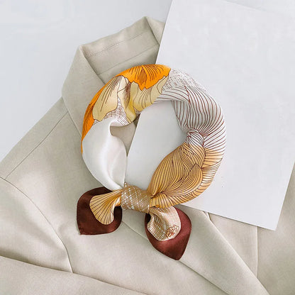 Silk Scarf For Bag Lady Neck Tie 100% Silk Scarf Luxury Brand Print Flower Stripe Plaid Dot Bandana Hair Tie Handkerchief Gifts