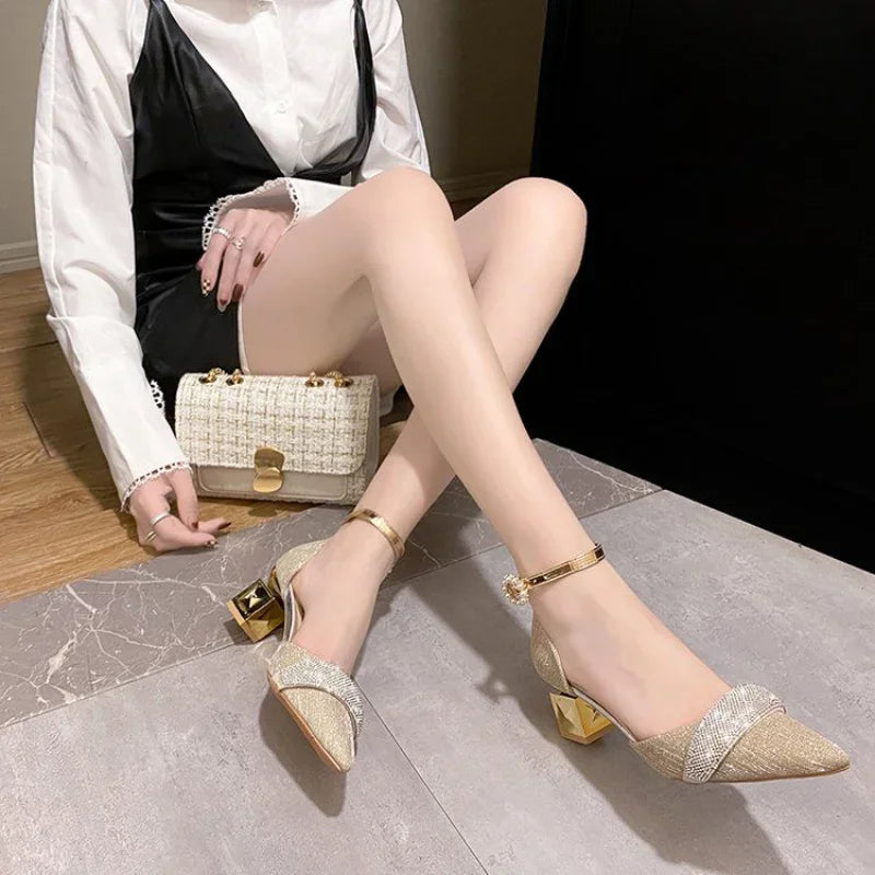 Thick Heel Women's Sandals Outdoor 2025 Trend The Best Low Price Shoe On Sale Chic and Elegant Summer Offers Luxury Ladies Shoes