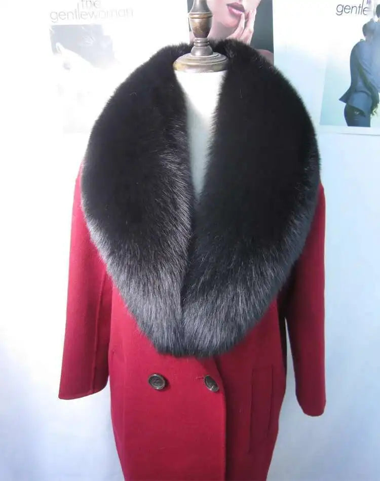 Real Fox Fur Collar for Women Coat Jacket Female Wraps Winter Warm Fur Scarf Extra Large Size Neck Warmer Fur Shawls Scarves