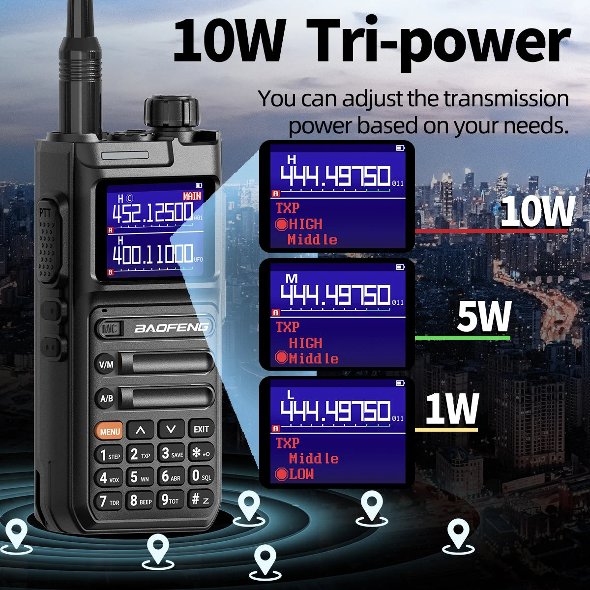 Baofeng UV-26 Walkie Talkie 10W Multi Band Wireless Copy Frequency High Power 999 Channels NOAA with Type-C Charger Ham Radio