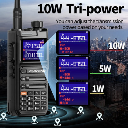 Baofeng UV-26 Walkie Talkie 10W Multi Band Wireless Copy Frequency High Power 999 Channels NOAA with Type-C Charger Ham Radio