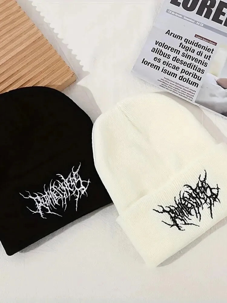 Warm Women Men Winter Beanies Hats Gothic Street Punk Knitted Bonnet Caps 100% Acrylic Fashion Keep Warm Skullies Beanies Hats