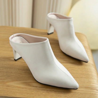 2022 Spring Summer Women Designer Shoes Pointed Toe Mules Slippers Ladies Luxury Brand High Heel Sandals