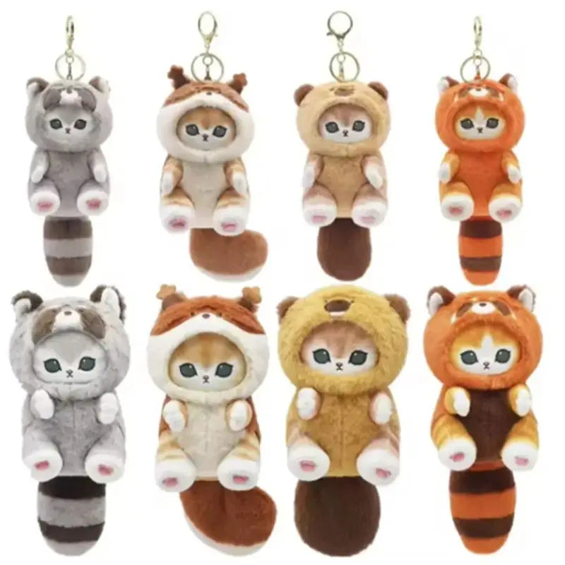 Kawaii Keychain Pendant Cartoon Mofusand Shark Cat Cross-Dressing doll Backpack Decor Toys