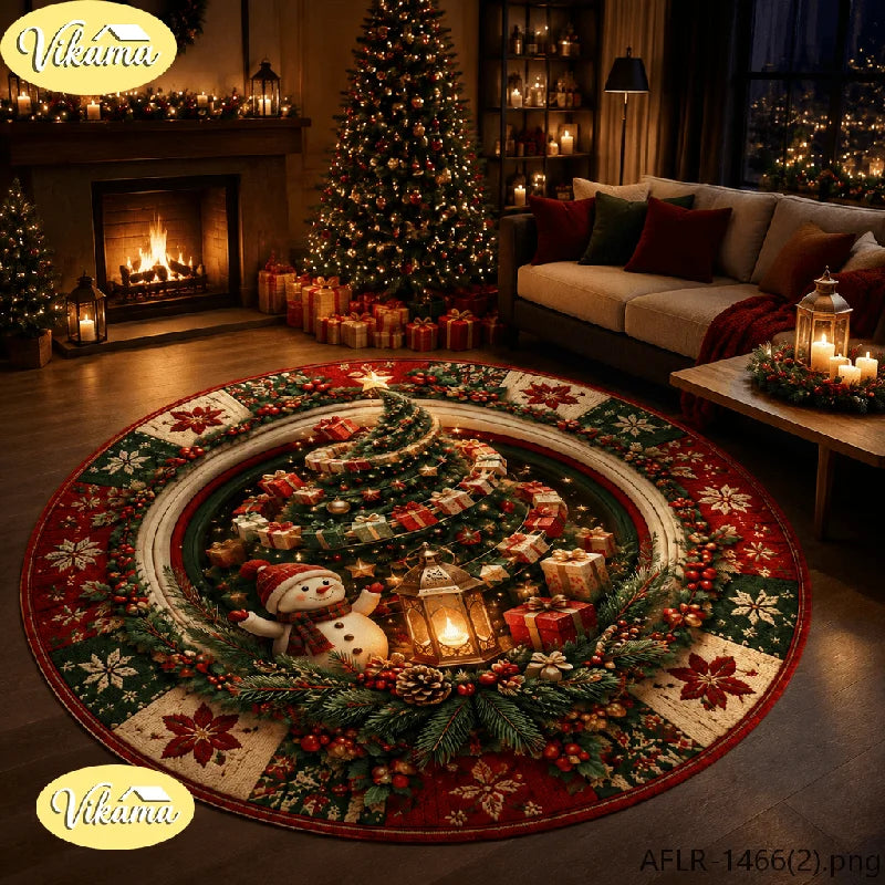 New Year's Christmas Tree Decorative Rug, Soft and Comfortable Living Room Fireplace Carpet, Bedroom Floor Mat, Home Decor