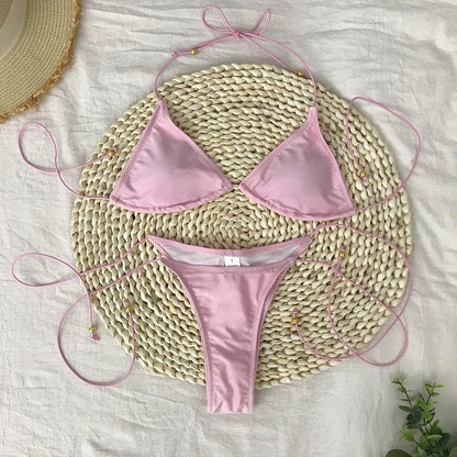 Bathing Suit Women Micro Bikini Sexy Swimsuit Female Swimwear Solid Mini Bikini Set Brazilian Biquini Swimming Suits Beachwear
