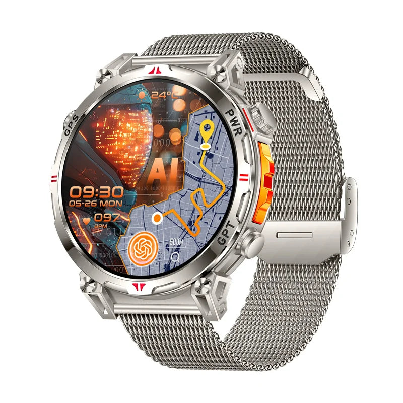 Men KC93 Smart Watch 1.56inch AMOLED GPS Positioning Outdoors Sports Fitness Tracker Bluetooth Calling Large Battery Smartwatch