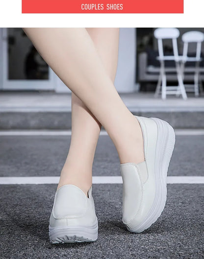 EOFK Women Moccasions Walking Shoes For Work Soft Wedges Platform Loafers Female Black Swing Slip On Casual Non Slip Female Shoe