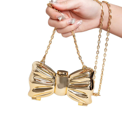 Women's Luxury Designer Bow Acrylic Clutch Bag with Chain Mini Crossbody Handbag for Party Evening Gold Silver Bags for Woman