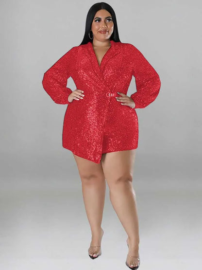 Jumpsuits Women Elegant Luxury Plus Size Party Ladies Long Sleeve Jumpsuit with Sequins 3xl 4xl 5xl Sexy Evening Woman Jumpsuit