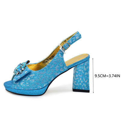 New Fashion Luxury Shoe and Bag Set for Party in Women Women Nigerian Italian Shoes and Bags Set Decorated with Rhinestone