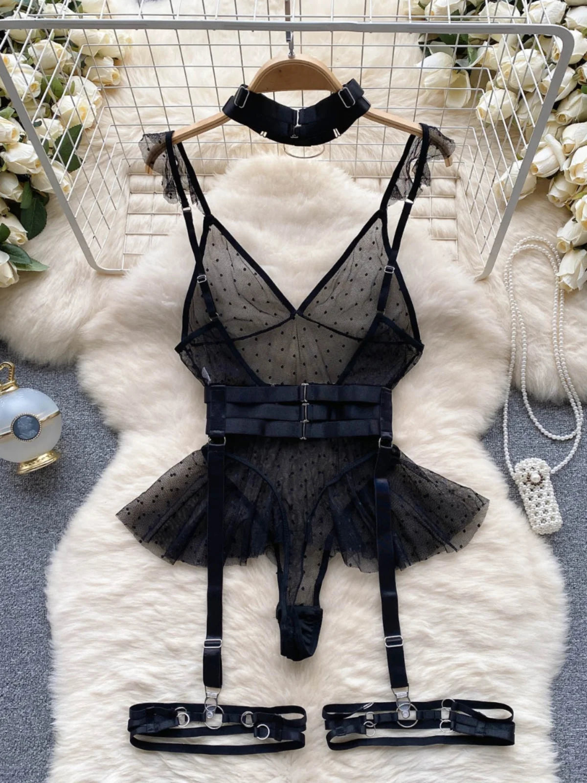 Sexy V-Ne Me Underbody Strap One-Piece Slimming Waist Bellflower Hem Commute Sle High Waist ort Pants Straight Cut