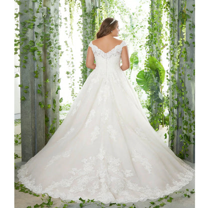 Lace Boho Wedding Dresses V-Neck Off-the-Shoulder Plus Size Bohemian Wedding Gown Robe De Mariée Luxury Bride Dress Customized