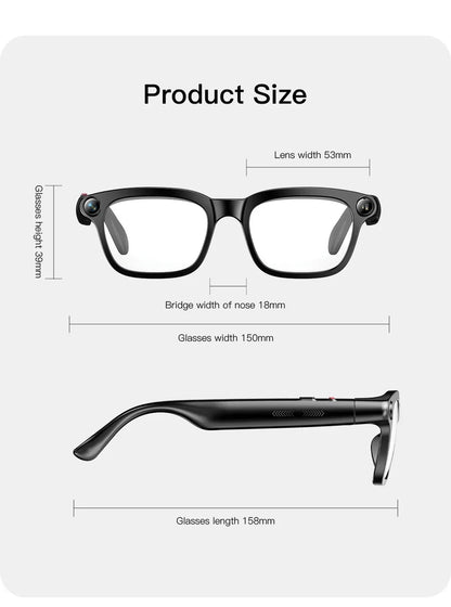 2026 New Smart Glasses 800W HD Camera Video Record AI Assistant Touch Control Translation HD Audio 300mAh Battery Smart Glasses