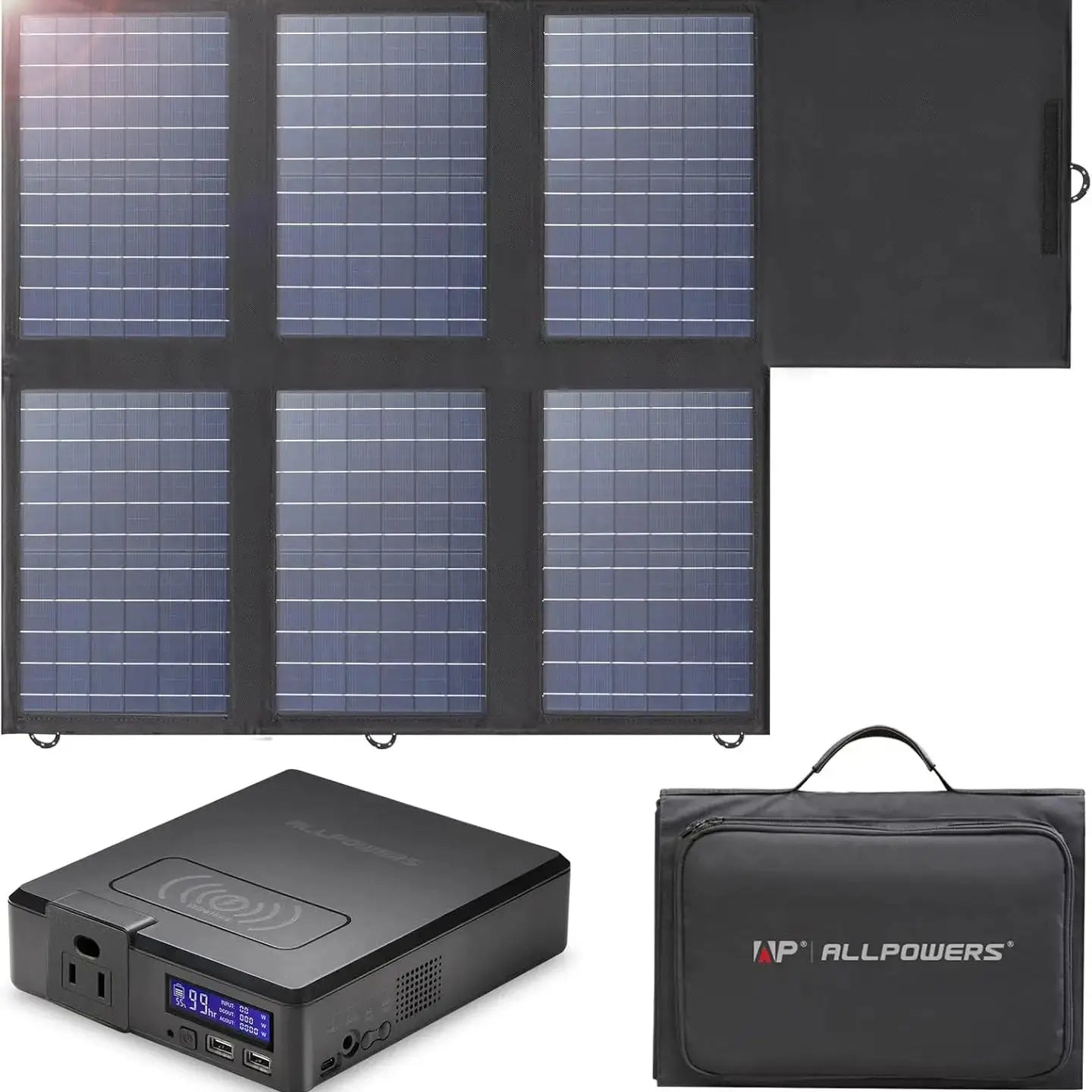 ALLPOWERS S200 41600mAh 200W 154Wh Portable Power Station & SP026 60W Portable Solar Panel for RV Camping Laptop Iphone home use