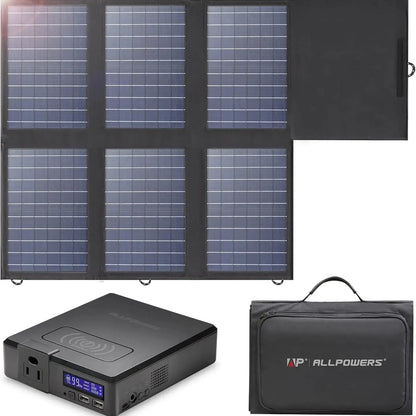 ALLPOWERS S200 41600mAh 200W 154Wh Portable Power Station & SP026 60W Portable Solar Panel for RV Camping Laptop Iphone home use