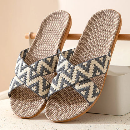 Hemp Casual Women's Slippers Home Flats Spring Summer Luxury Designer Woman Shoes Fashion Indoor Slides Ladies Soft Sole Elegant