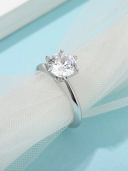 Classic D Moissanite Six Claw Ring S925 Sterling Silver Luxury Wedding Anniversary Jewelry Rings Wholesale