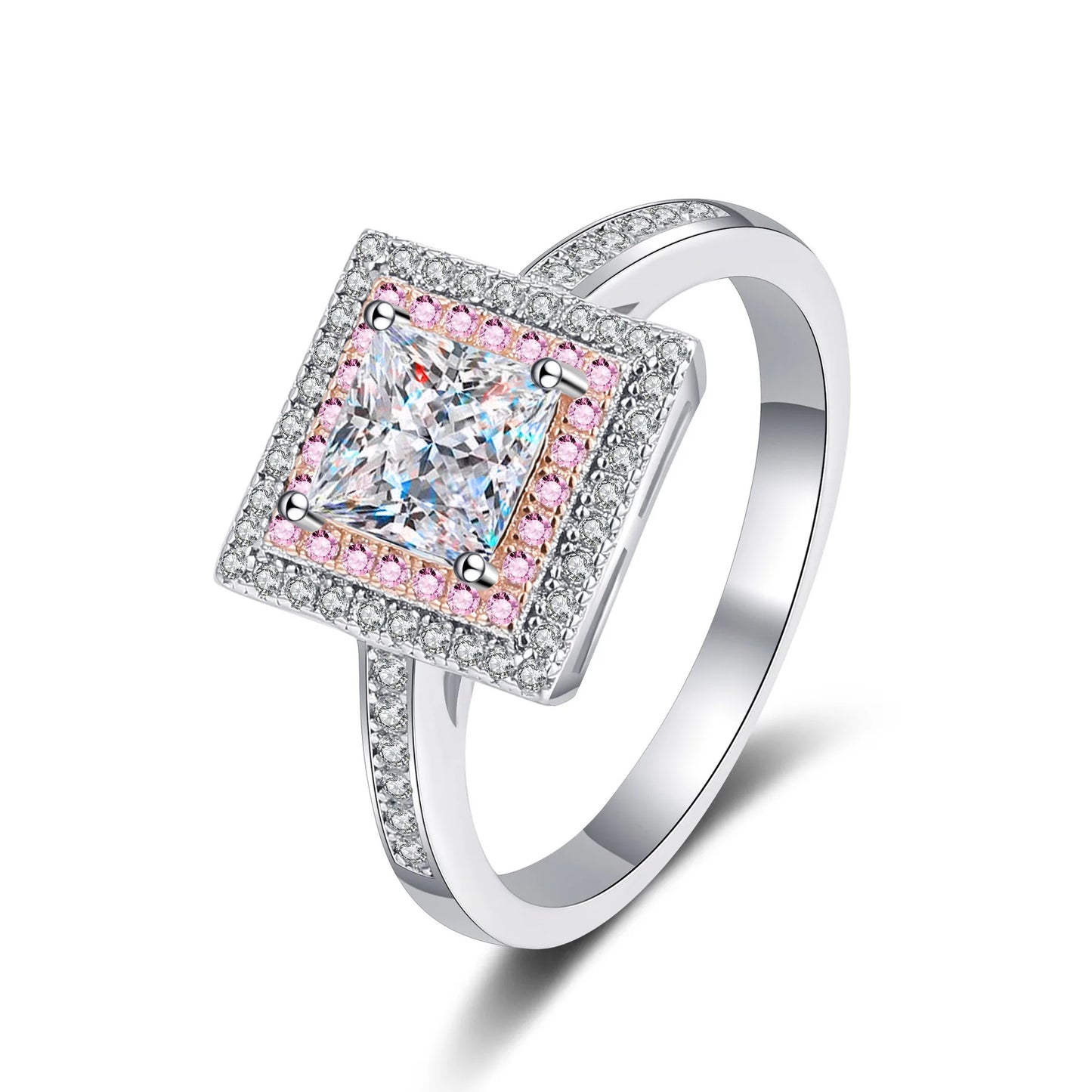 1ct Women's Square Sugar Sweet Moissanite Ring PT950 Platinum High Grade Craft Ideal for Wear And Collection