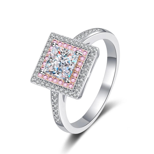 1ct Women's Square Sugar Sweet Moissanite Ring PT950 Platinum High Grade Craft Ideal for Wear And Collection