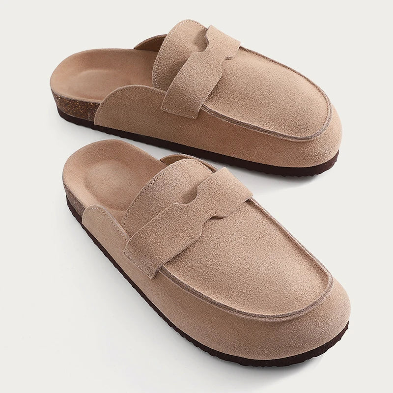 Smile PoP Cork Suede Clogs Slippers For Women Men Clogs Shoes Classic Cork Antislip Outdoor Slippers With Arch Support Mules
