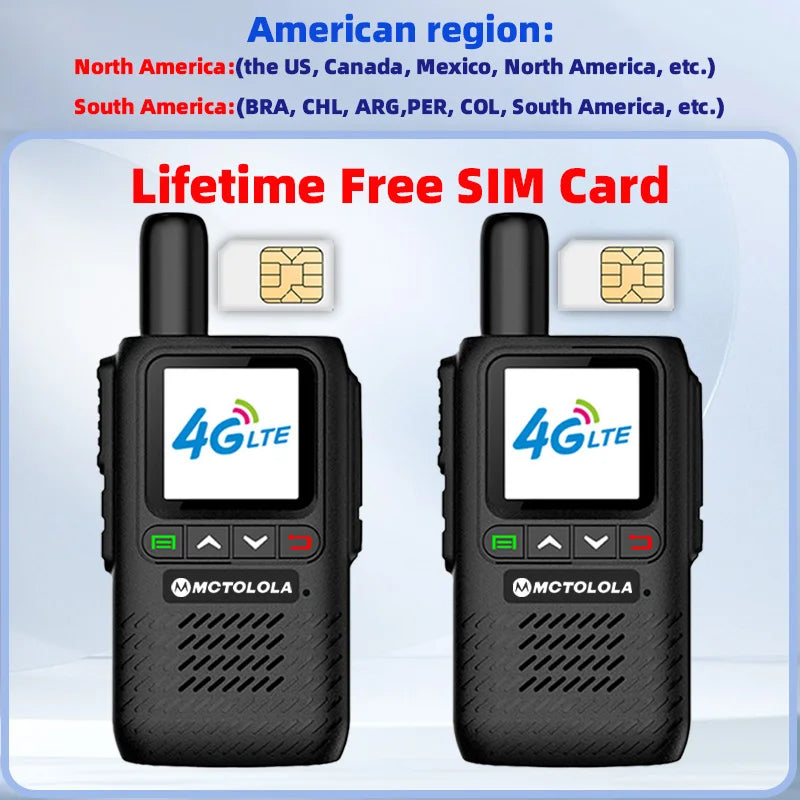 MOTOLOLA 4G PoC Radio Global Walkie Talkie with Lifetime Free SIM Card for 5000 Kilometers Long Distance Hiking and Camping
