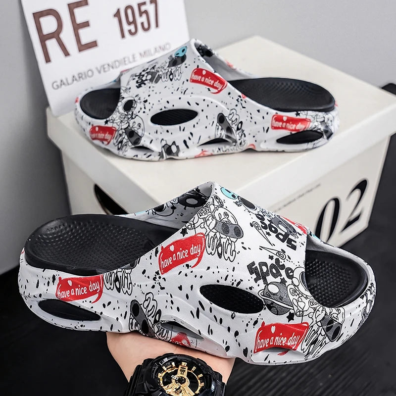 Summer New Men's Women's Light Platform Massage Slippers Unisex Couple Sandals Beach Casual Slides Shoes Soft Sole Flip-flops