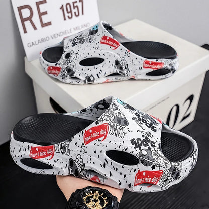 Summer New Men's Women's Light Platform Massage Slippers Unisex Couple Sandals Beach Casual Slides Shoes Soft Sole Flip-flops