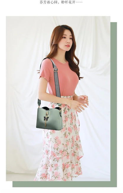 2025 Women White Handbag New Designer Butterfly Tassel PU Leather Messenger Bags Ladies Crossbody Female Tote Shoulder Bag