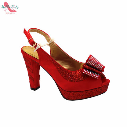 2021 Specials Design Black Color Nigerian Women Shoes and Bag Set High Quality Slingback Sandals with Appliques for Wedding