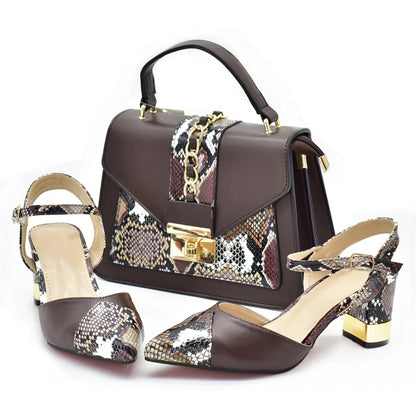 New Arrival Leopard Shoes and Bag Set  for Women Bride Shoes and Bag for Party Wedding Patent Leather Shoes for Women Sandals
