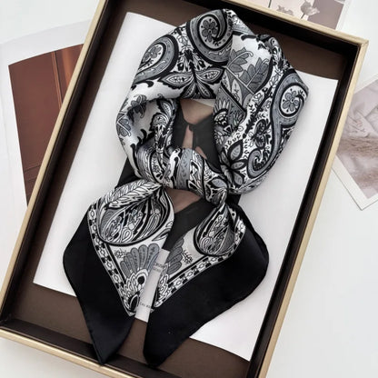 2026 New Elegant Fashion 70X70cm Printed Women's Scarf Silk Scarf Square Shawl Decorative Headband Neck Luxury Design Bandana