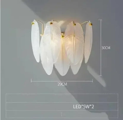 Luxury Villa Led Chandelier Feather Glass Gold Metal for Living Dining Table Room Bedroom Pendant Lights Home Decor Lustre Lamp