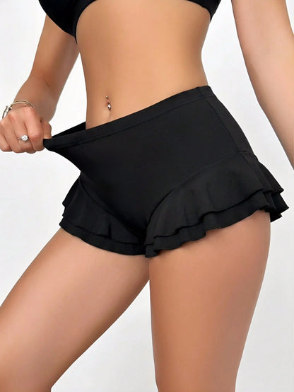 Women High Waist Double Layer Ruffle Trim Mini Skort 2026 Summer Y2K Club Party Short Skirt